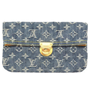 Louis Vuitton Monogram Denim Pochette Plat Clutch Bag Blue